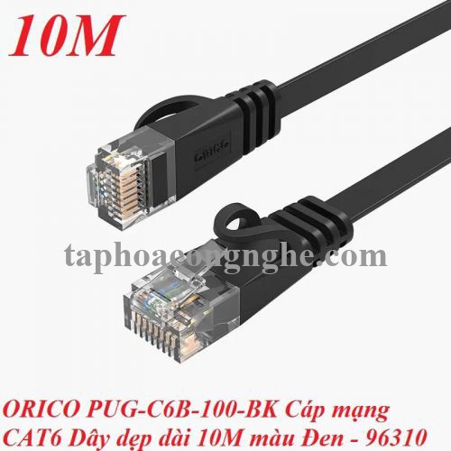 Orico 96301 PUG-C6B-100-BK CAT6 Dây dẹp 10M màu Đen Cáp mạng 30096301